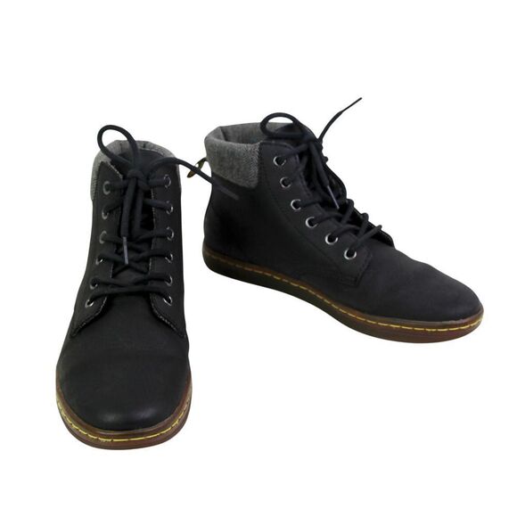 Dr. Martens BLACK GENUINE LEATHER FLAT LACE UP ROUND TOE ANKLE BOOTS Size 8/39EU - Picture 2 of 11